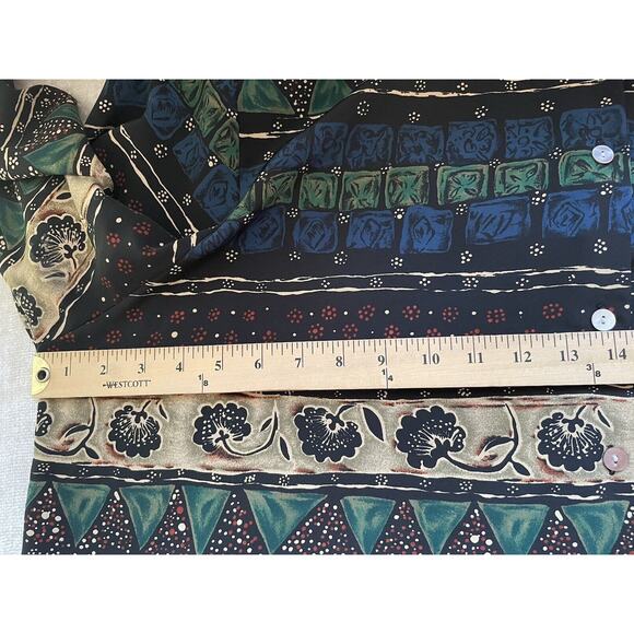 Vintage Jordan Shirt Women 20 Blue Green Tan Geometric Button Up 90s Long Sleeve - Picture 5 of 12